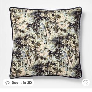 Studio McGee 24” x24” Abstract Tree Printed Throw Pillow - Gusset Navy